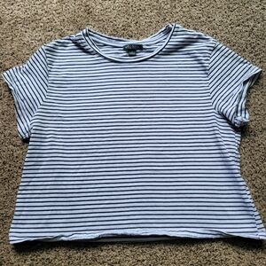 Wild Fable Womens Crop Top T Shirt S  Black White Stripped Short Sleeve Preppy